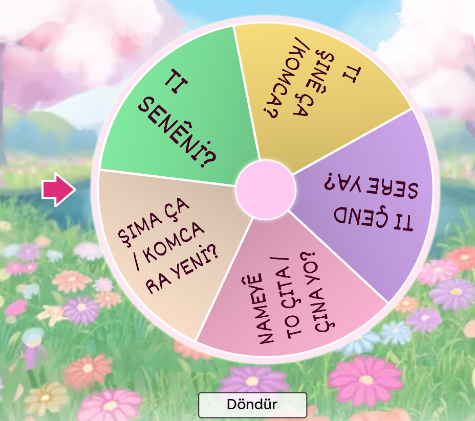 ZAZACA SORU CEVAP ÇARK OYUNU 